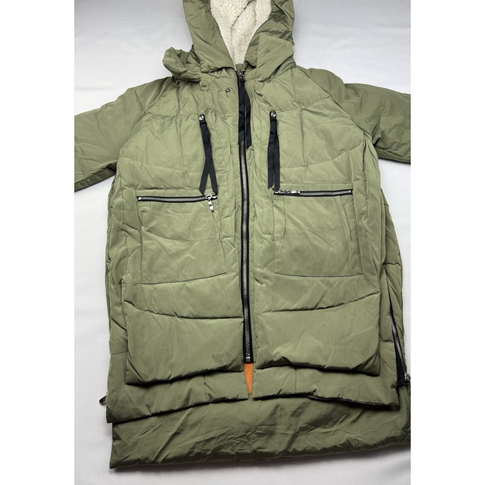 Orolay Womens Down‎ Puffer Coat Olive Medium Sherpa Hood Zip Pockets